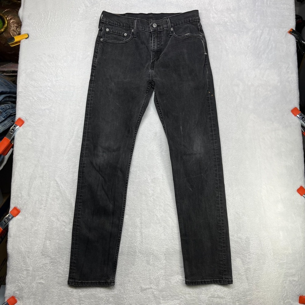 Levi's 502 Straight Jeans Mens Faded Black Denim Pockets Classic Zip Fly - 30X30